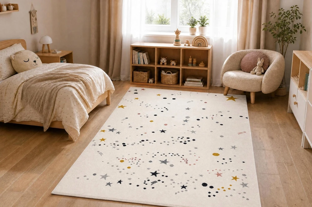 Dywany Uszczow Dywan DLA DZIECI GWIAZDY krem GWIAZDKI NIEBO DWUPOZIOMOWY 160x220 cm