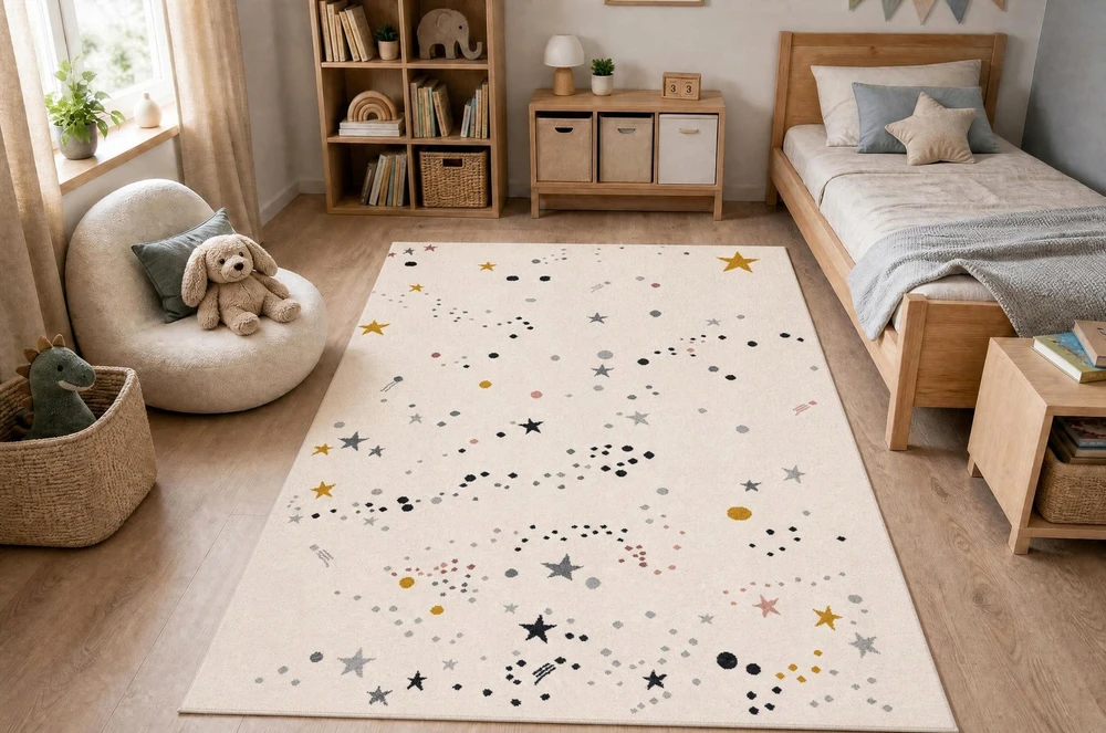 Dywany Uszczow Dywan DLA DZIECI GWIAZDY krem GWIAZDKI NIEBO DWUPOZIOMOWY 160x220 cm