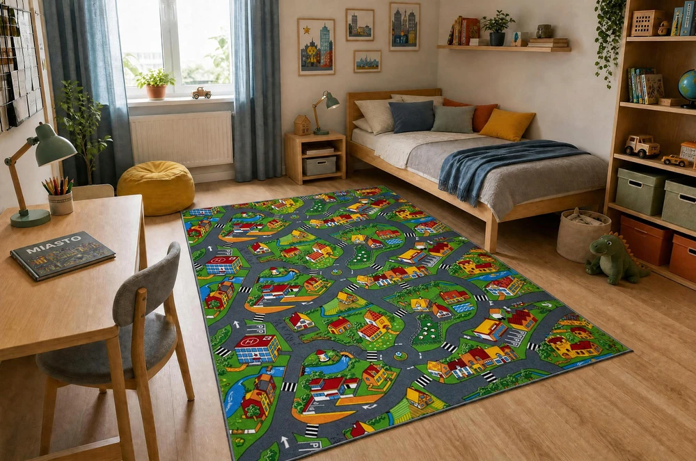 Dywany Uszczow Kilimas GATVĖS GATVĖS ŠALIS VAIKAMS MIESTO KAIMO KELIAS 150x250 @8659
