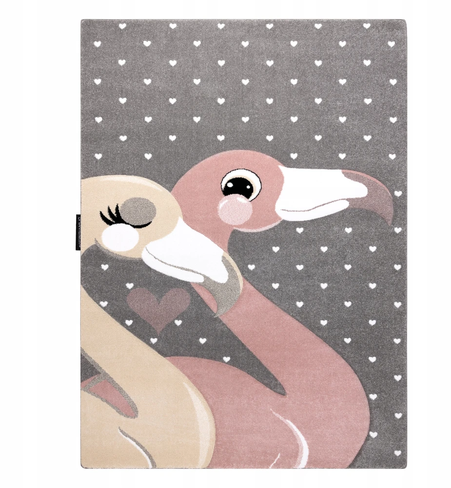 Dywany Uszczow Kilimas PETIT FLAMINGOS flamingai, širdys pilka