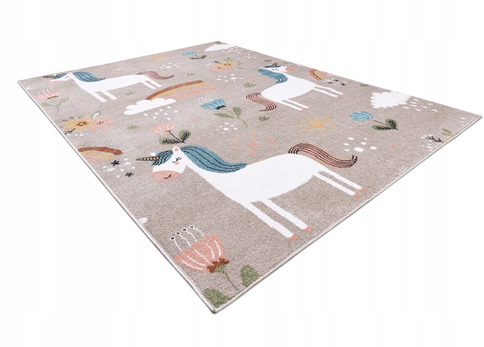 Dywany Uszczow VAIKŲ KILIMAS FUN 80x150 cm UNICORN smėlio spalvos