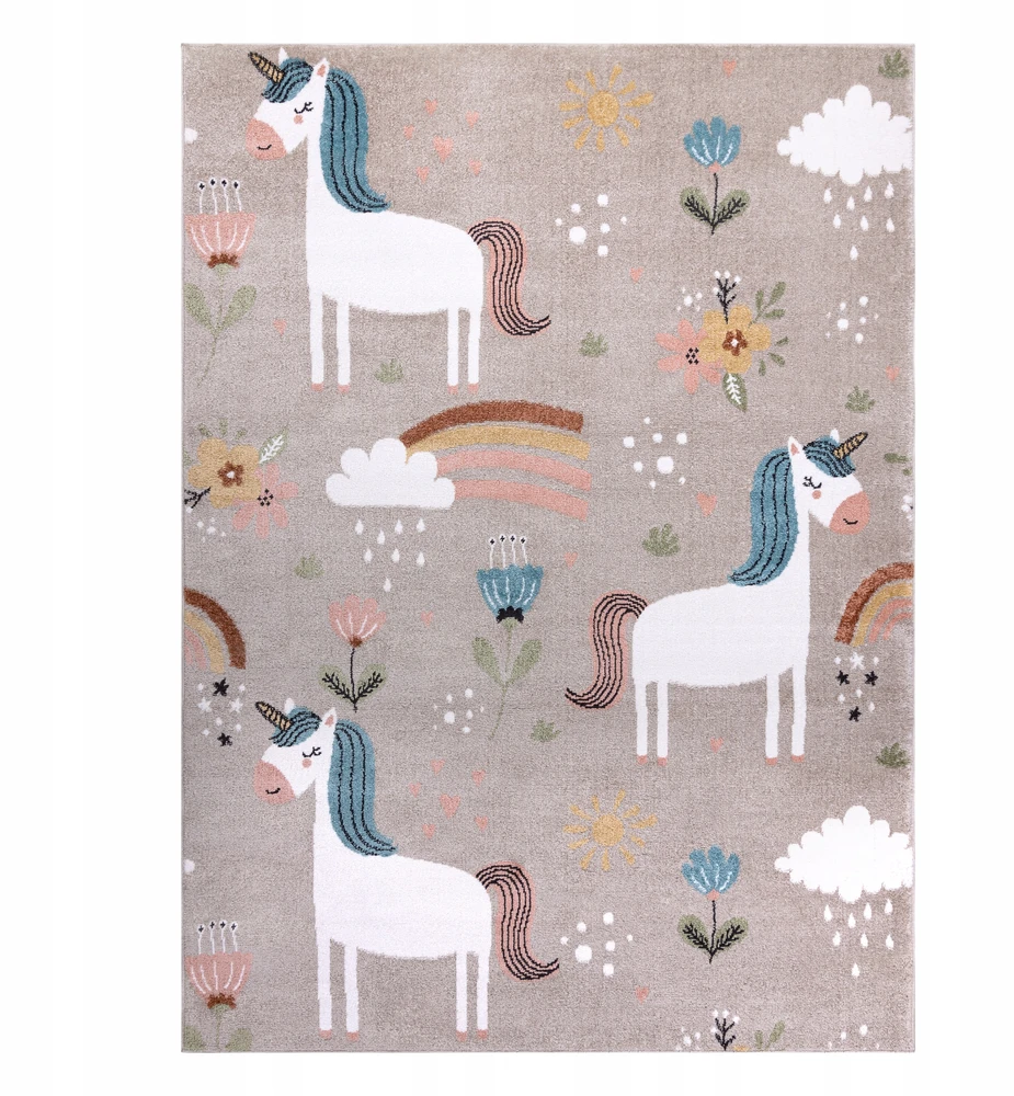 Dywany Uszczow VAIKŲ KILIMAS FUN 80x150 cm UNICORN smėlio spalvos