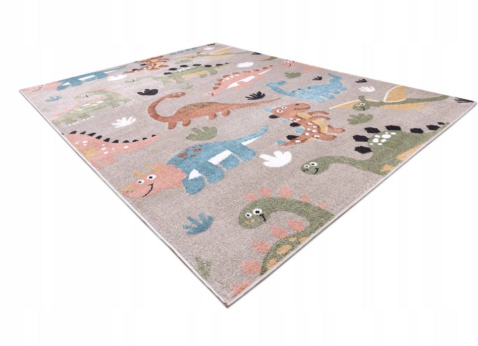 Dywany Uszczow VAIKŲ KILIMAS LINKSMAS 80x150 cm DINOZAURAI smėlio spalvos #O608