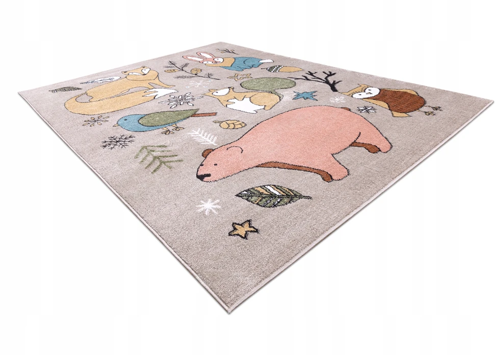 Dywany Uszczow VAIKŲ KILIMAS LINKSMUMAS 200x290 ANIMALS smėlio spalvos #O545