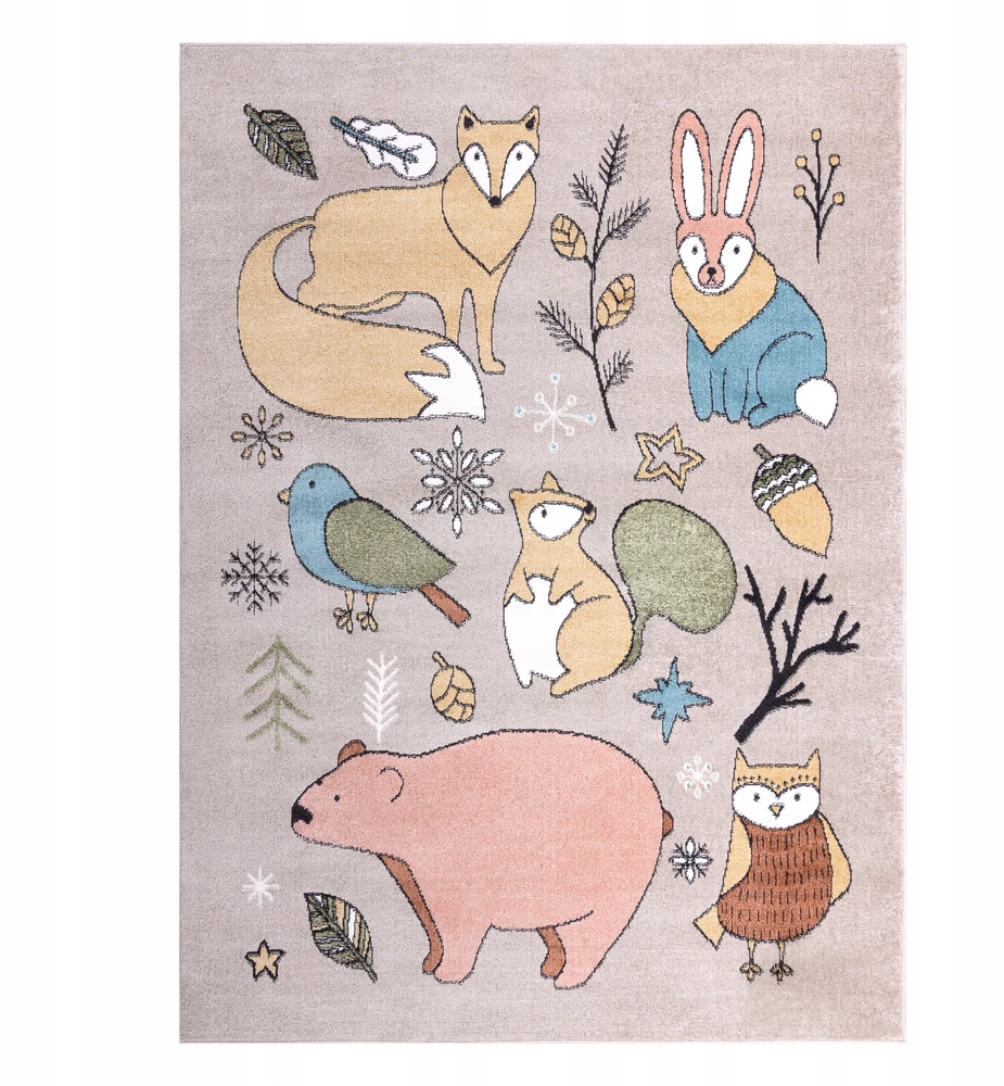 Dywany Uszczow VAIKŲ KILIMAS LINKSMUMAS 200x290 ANIMALS smėlio spalvos #O545