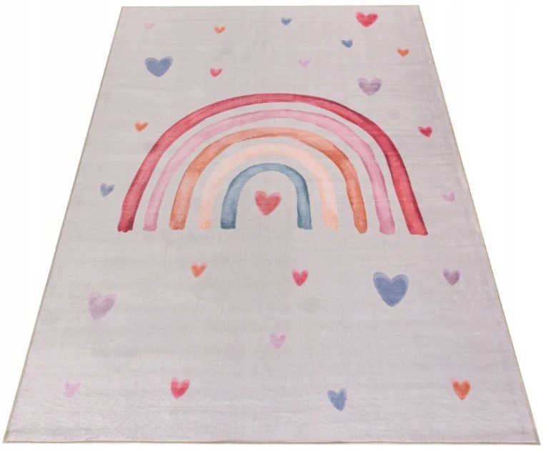 Dywanypers Dywan Bello TĘCZA 160x230 w stylu BOHO łuki tęcze smėlio spalva w serduszka plusz