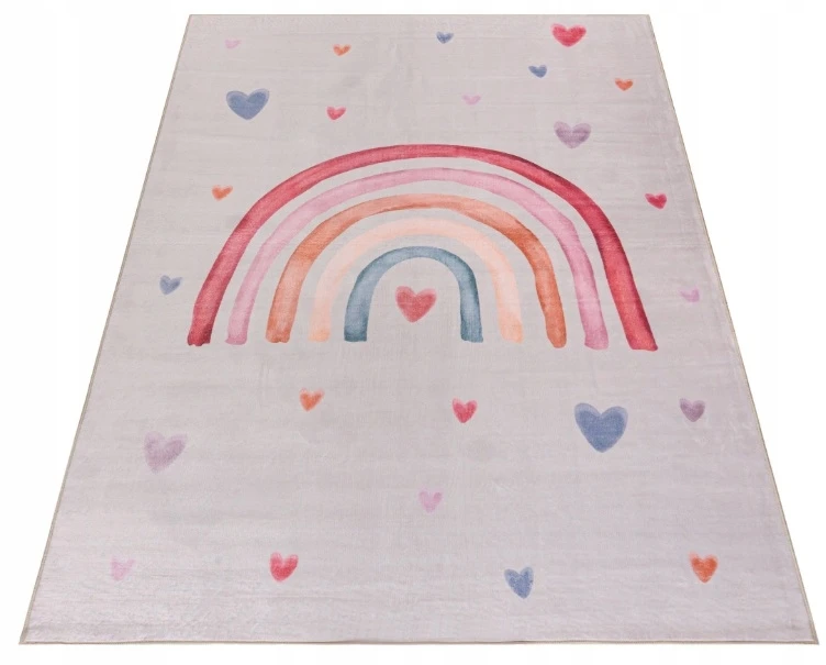 Dywanypers Dywan Bello TĘCZA 80x150 w stylu BOHO łuki tęcze smėlio spalva w serduszka plusz