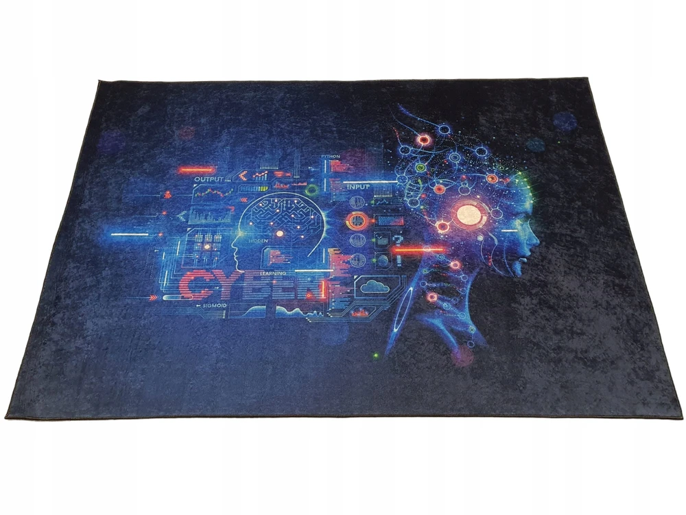 Dywanypers Dywan DIGITAL GAMINGOWY GAME OVER CYBER 140x200 tamsiai mėlyna dla nastolatka