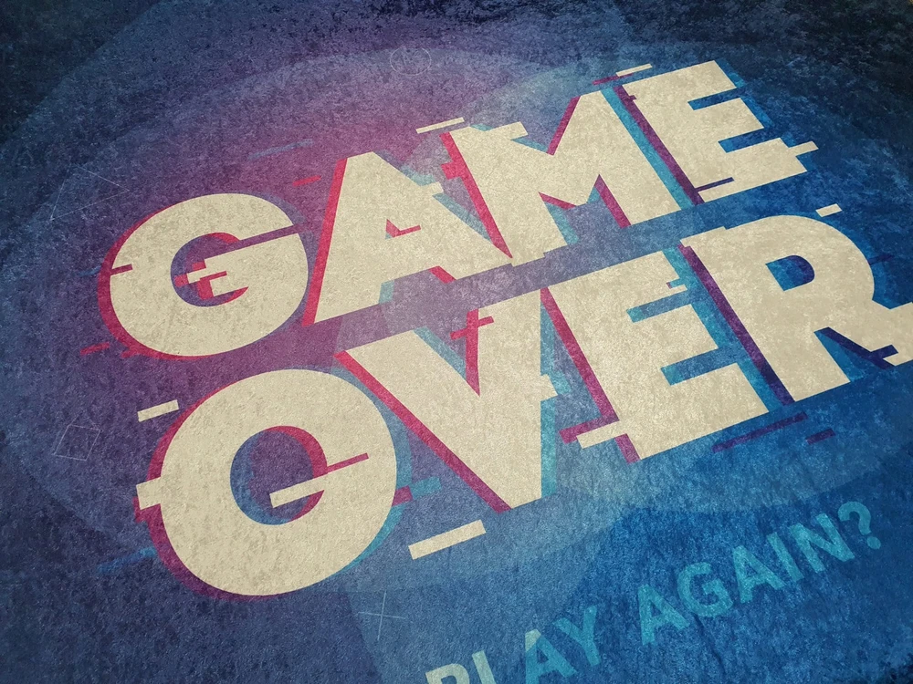 Dywanypers Dywan DIGITAL GAMINGOWY GAME OVER GAMING 80x200 dla nastolatka tamsiai mėlyna