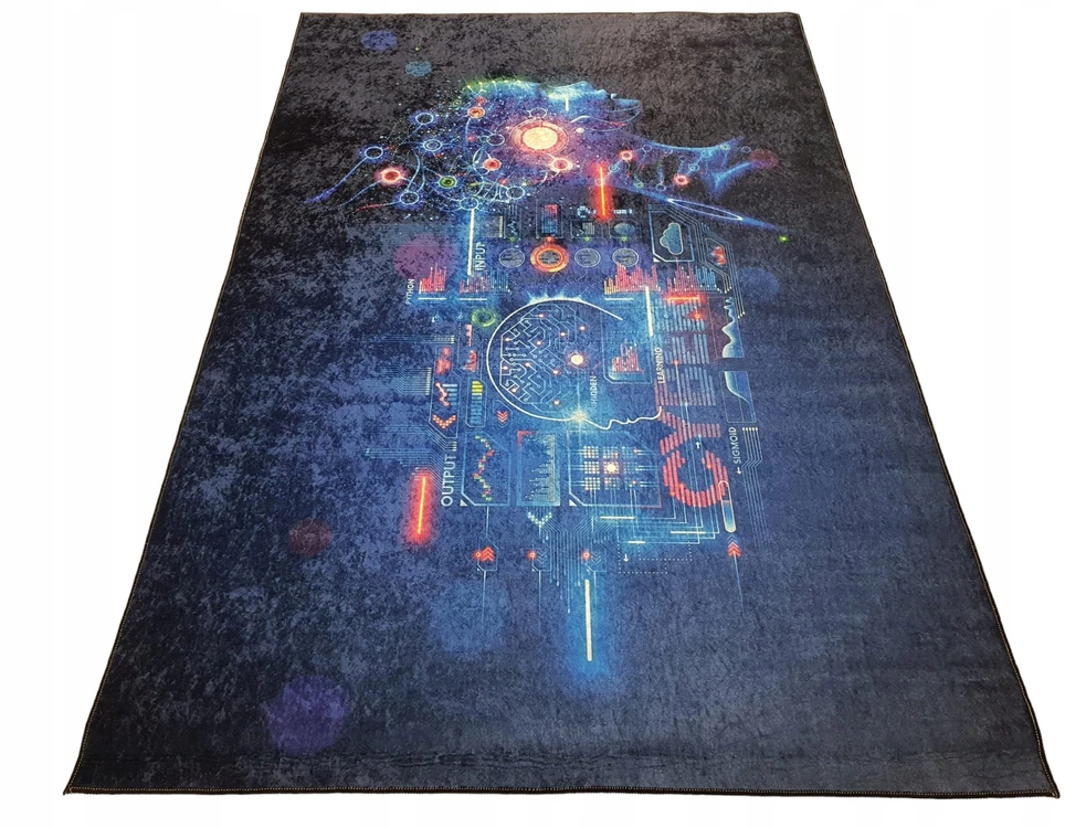 Dywanypers Dywan DIGITAL GAMINGOWY GAME OVER CYBER 140x200 tamsiai mėlyna dla nastolatka