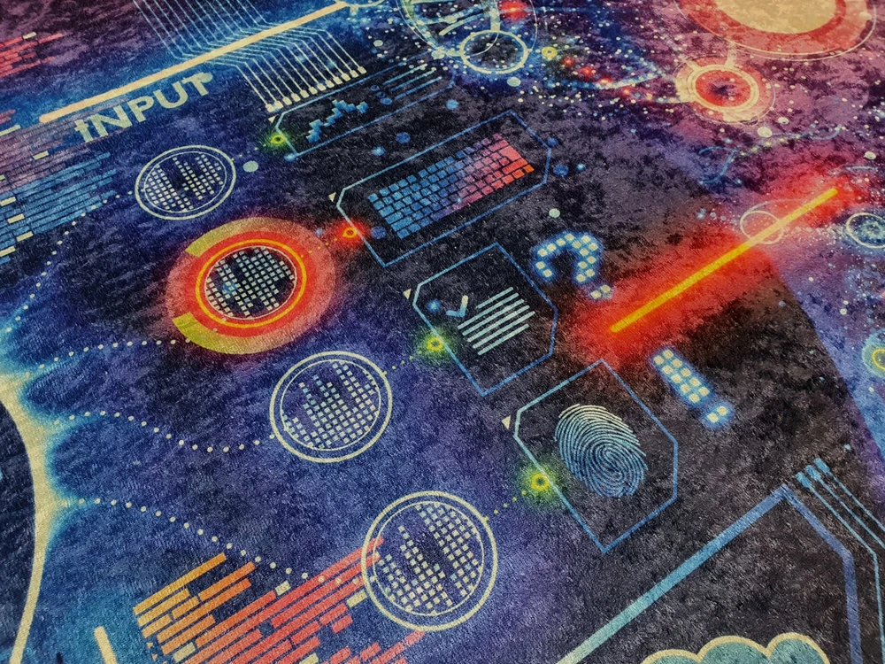 Dywanypers Dywan DIGITAL GAMINGOWY GAME OVER CYBER 140x200 tamsiai mėlyna dla nastolatka