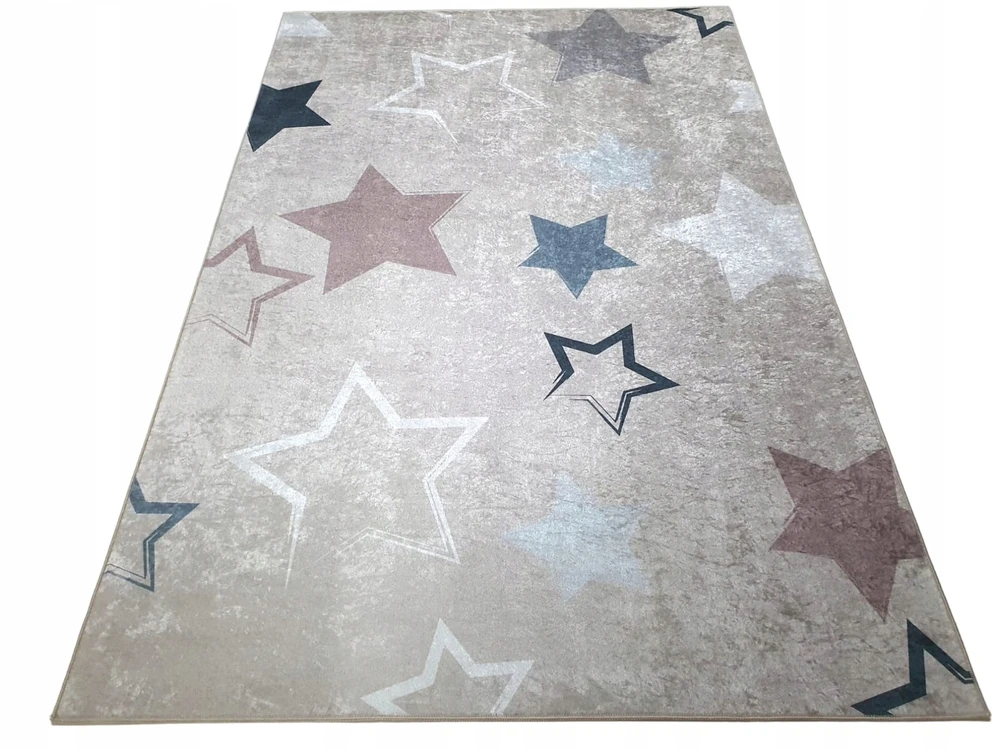 Dywanypers Dywan DIGITAL w gwiazdki 140x200 w stylu BOHO smėlio spalva gwiazdka beż stars