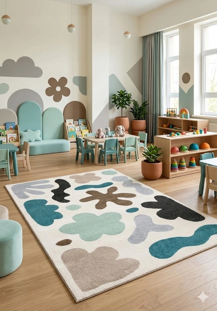 Dywanypers Dywan FUNKY TOP FLOP 160x220 mėlyna lazurowy do przedszkola su atestem