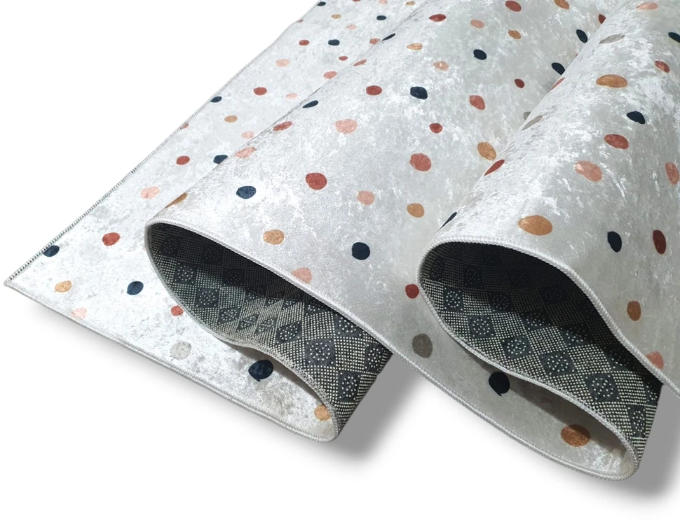 Dywanypers SKAITMENINIS BOHO stiliaus kilimas su smėlio spalvos taškais 140x200 II KOKYBĖS taškeliai smėlio spalvos