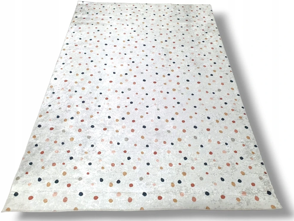 Dywanypers SKAITMENINIS BOHO stiliaus kilimas su smėlio spalvos taškais 140x200 II KOKYBĖS taškeliai smėlio spalvos