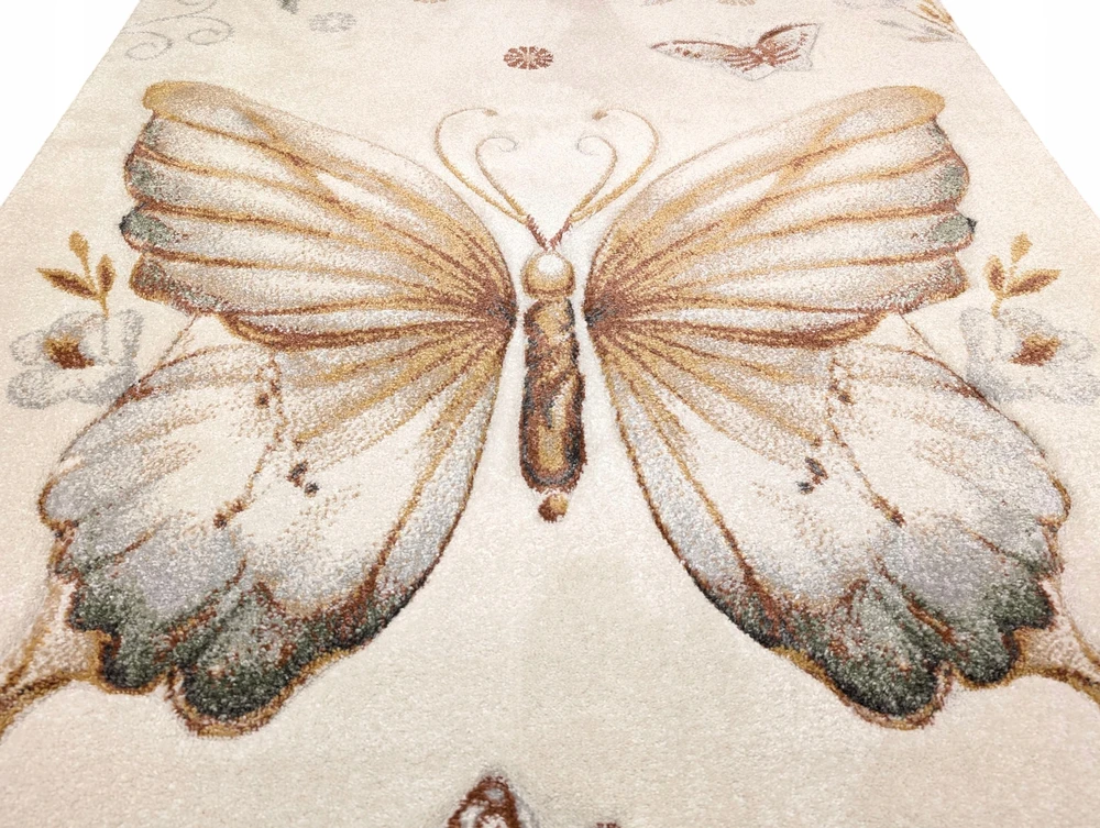 Dywilan Dywan dziecięcy LUNA Motyl Butterfly kreminė gruby gęsto tkany 160x230 cm