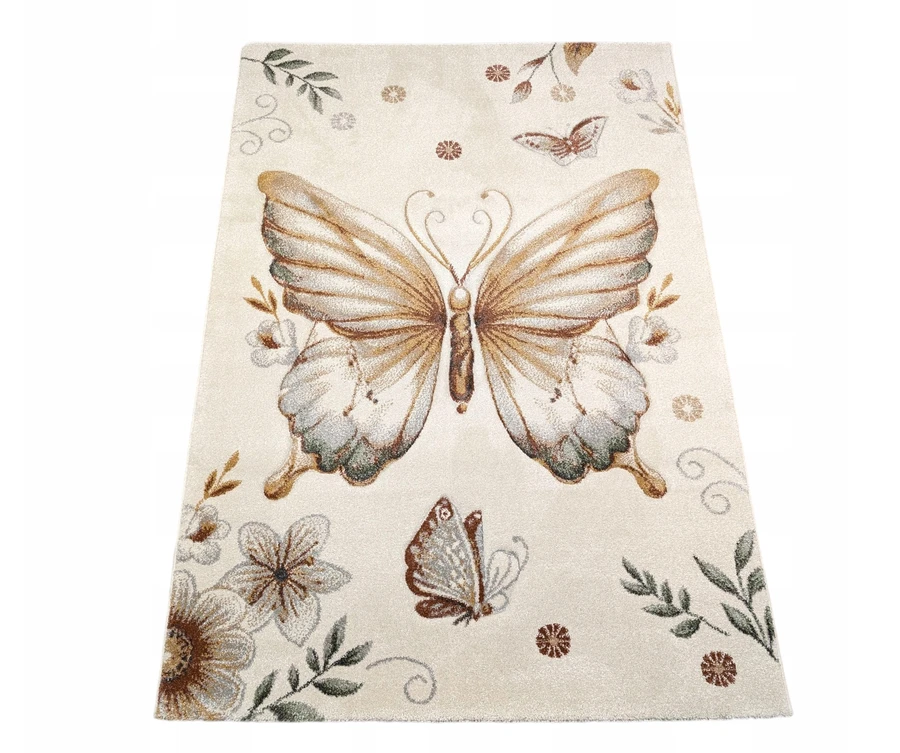 Dywilan Dywan dziecięcy LUNA Motyl Butterfly kreminė gruby gęsto tkany 160x230 cm