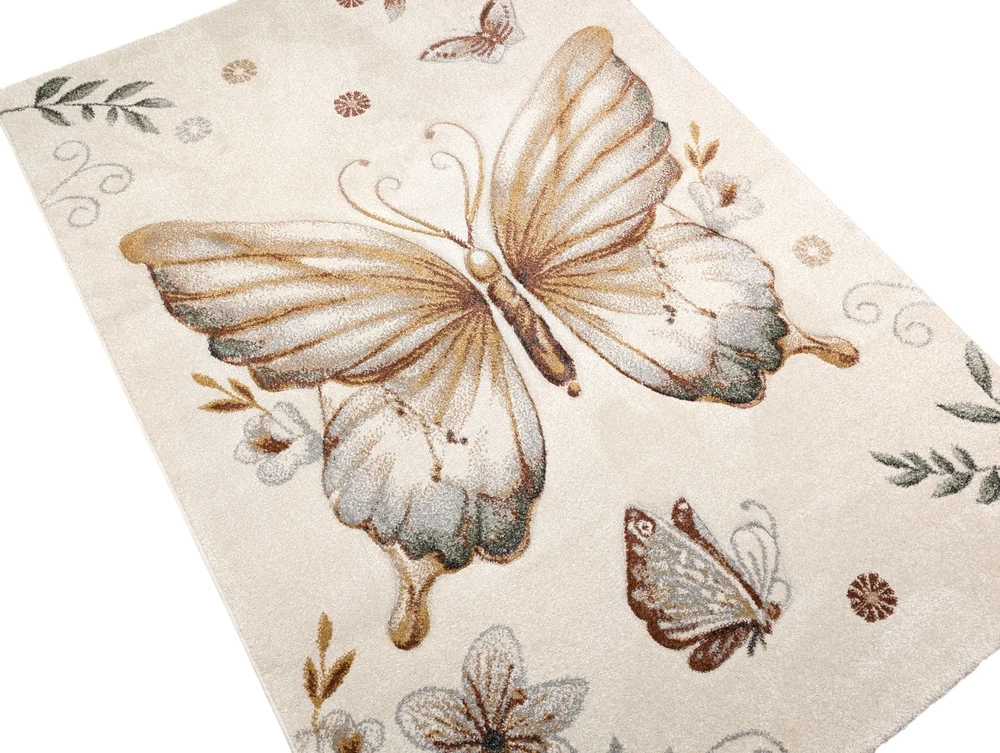 Dywilan Dywan dziecięcy LUNA Motyl Butterfly kreminė gruby gęsto tkany 160x230 cm