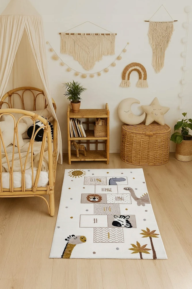 Dywilan Dywan LUNA 160x230 gra w KLASY vaikams dziecięcy w stylu boho GRUBY 3D