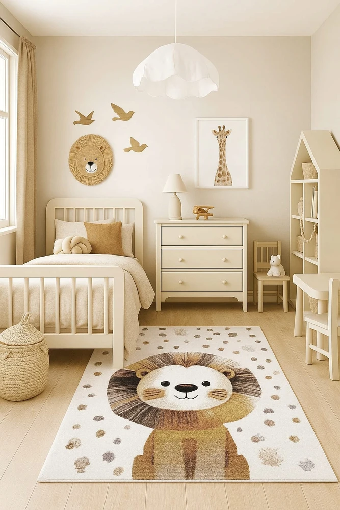 Dywilan Dywan LUNA 80x150 LEW vaikams dziecięcy w stylu boho safari GRUBY 3D