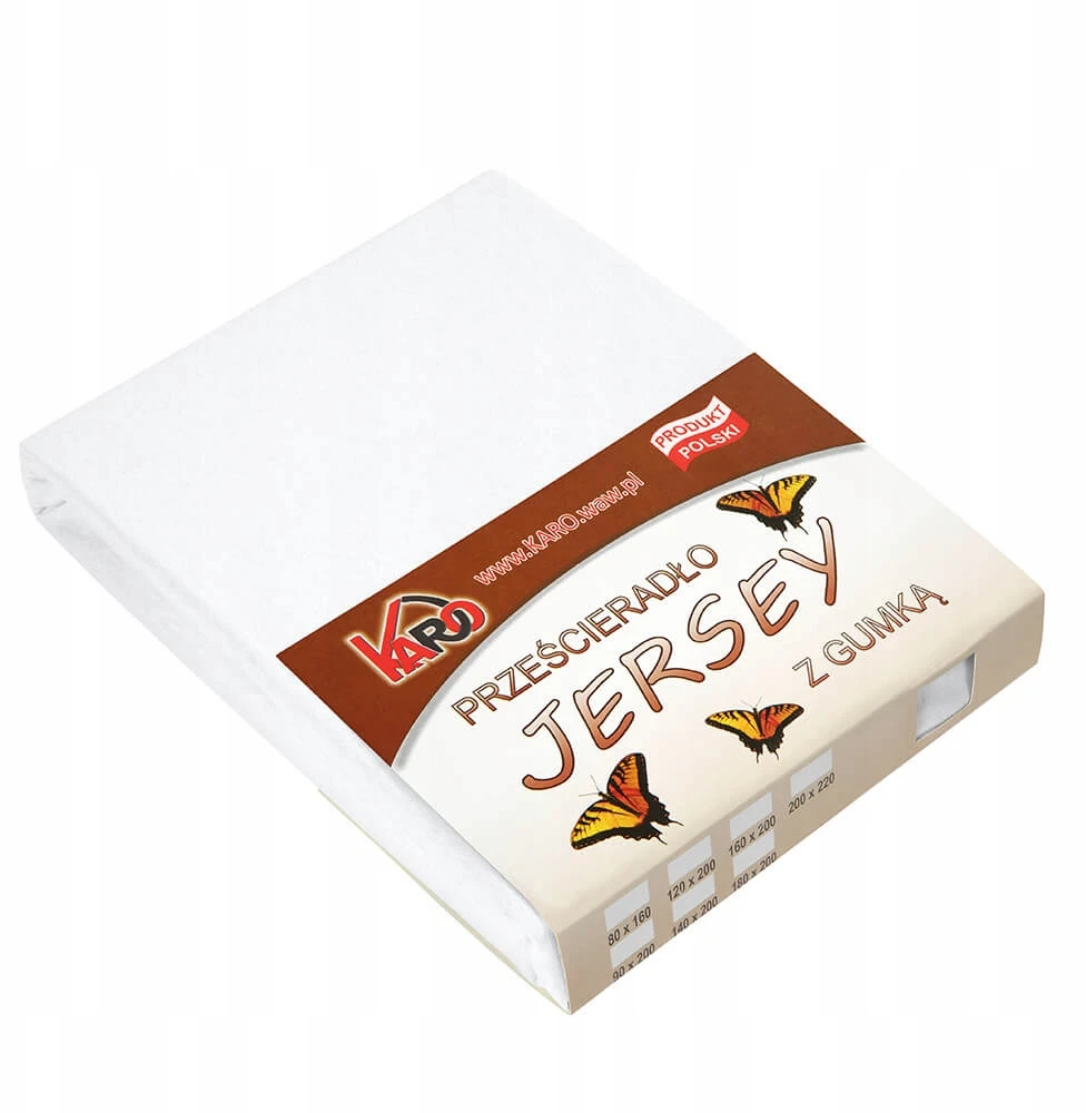 Džersio lakštas su elastine juostele 80x160 balta 001 storis 150g/m2 KARO