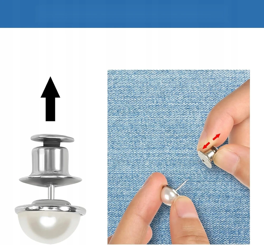 DŽINSŲ SAGAS 6 VNT METAL PEARL PINS REGULIUOJAMOS KLASĖS