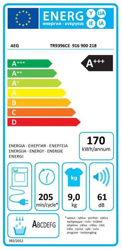 Džiovyklė AEG TR9396CE