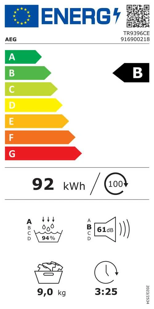 Džiovyklė AEG TR9396CE