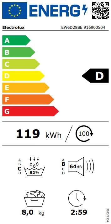 Džiovyklė Electrolux EW6D28BE