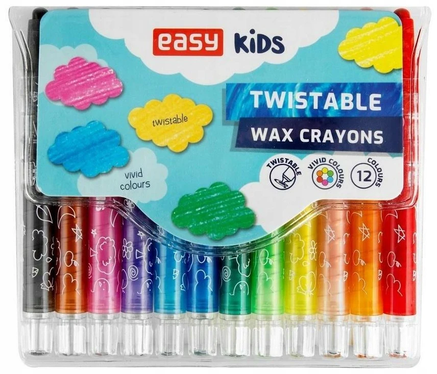 EASY Twist-Off kreidelės 12 spalvų - Easy Stationery