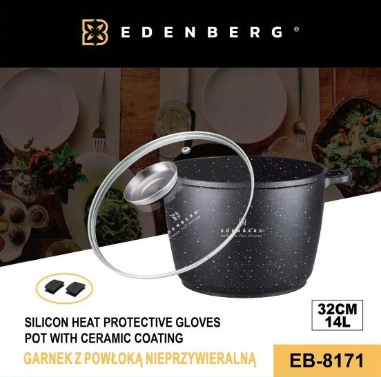 EB PUODAS su dangteliu 14 L marmurinė danga 32 cm Indukcinės dujos