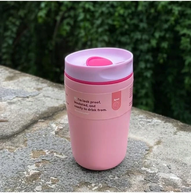 Eu Sandelis Ecarla Didelis termo puodelis 340 ml, uždaromas, šviesiai rožinis