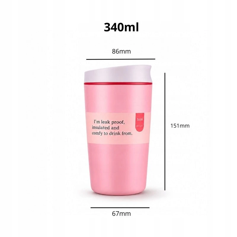 Eu Sandelis Ecarla Didelis termo puodelis 340 ml, uždaromas, šviesiai rožinis