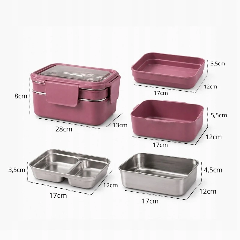 Eu Sandelis eCarla - Lunch box organizer 2-poziomowy ciemny róz