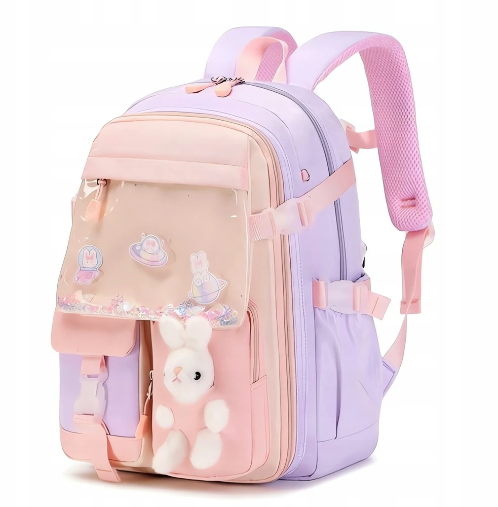 Ecarla Eu Sandelis RABBIT vaikiška universali mokyklinė kuprinė su kišenėmis ir atšvaitais PL163FIO