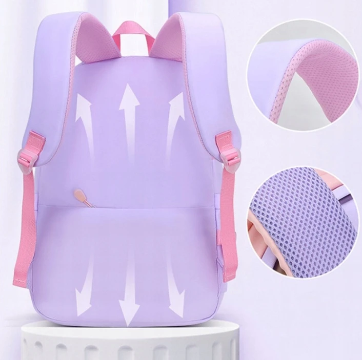 Ecarla Mokyklinė kuprinė "rabbit" rožinė-violetinė, 4-6 klasei