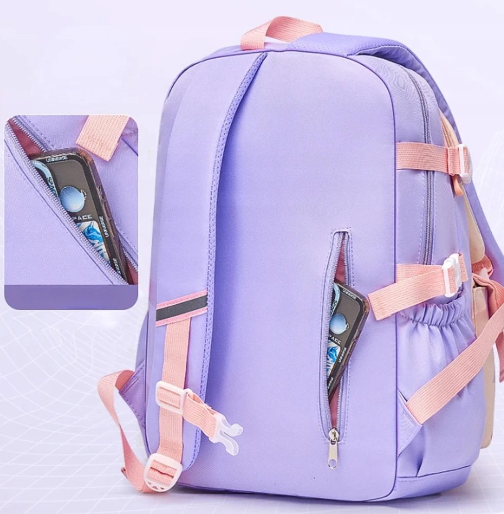 Ecarla Mokyklinė kuprinė "rabbit" rožinė-violetinė, 4-6 klasei