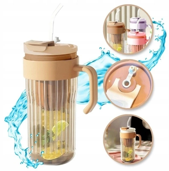 Ecarla Eu Sandelis Stiklinė gertuvė, puodelis su šiaudeliu 550 ML CUP12BR