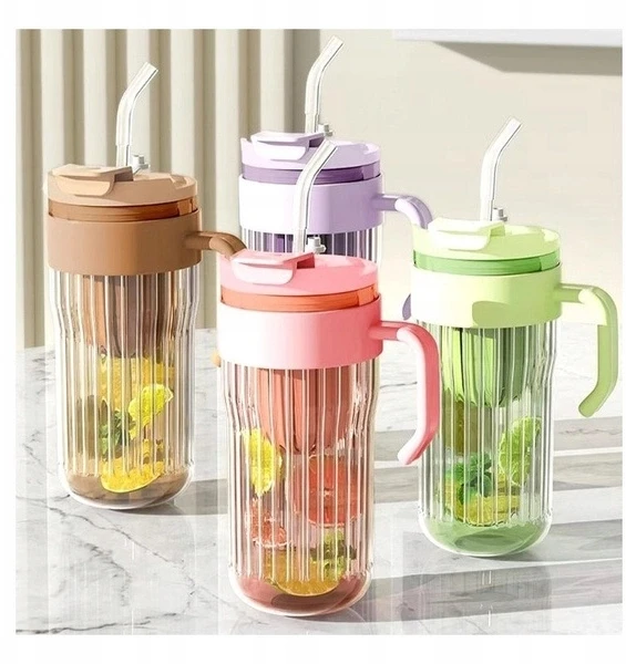 Ecarla Eu Sandelis Stiklinė gertuvė, puodelis su šiaudeliu 550 ML CUP12BR