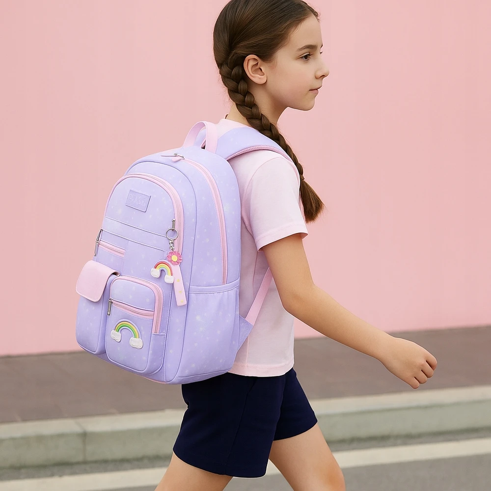 Eu Sandelis Ecarla RAINBOW saldi mokyklinė kuprinė universali su raktų pakabuku, kišenėmis PL161 1471595
