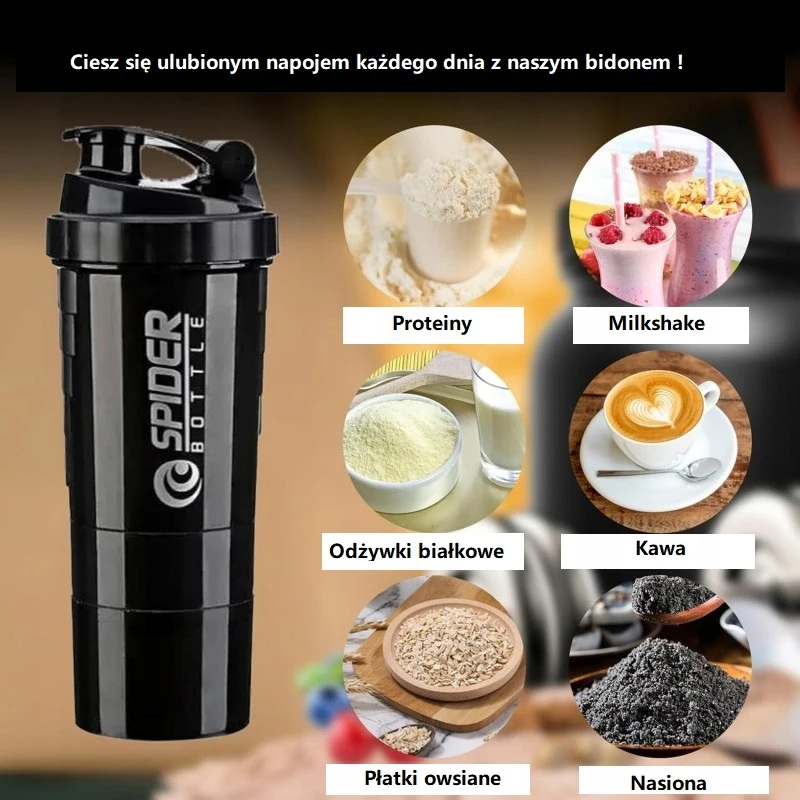 Eu Sandelis ECARLA sportinis baltymų papildų plaktuvas su sieteliu, 500 ml, juodas, BD55CZ