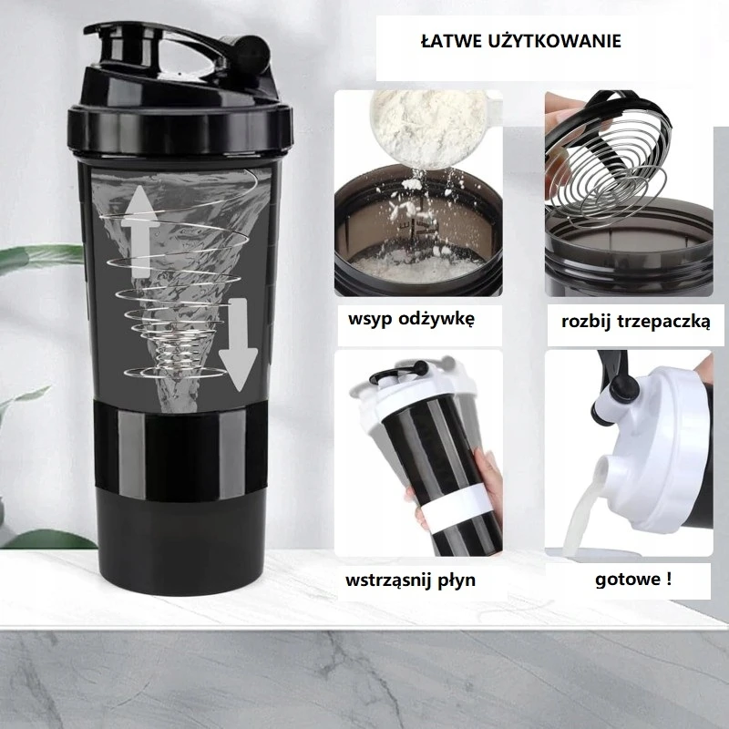 Eu Sandelis ECARLA sportinis baltymų papildų plaktuvas su sieteliu, 500 ml, juodas, BD55CZ