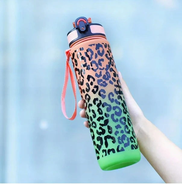 Eu Sandelis ECARLA vandens buteliukai „Panther Ombre“, 1 l, oranžinės ir žalios spalvos, BD43WZ3