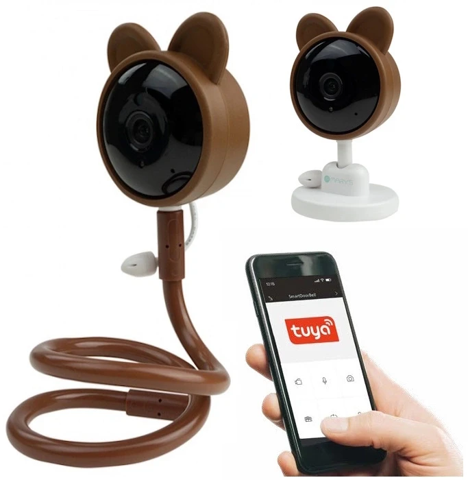 Ecolight Elektroninė auklės kamera Teddy Bear WiFi valdymo TUYA Application 2x laikikliai