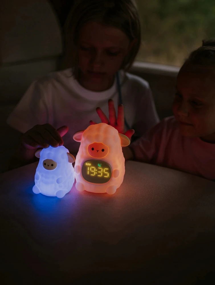 Ecolight Lampka nocna LED RGB Bezprzewodowa Akumulatorowa Owieczka su Budzikiem + USB