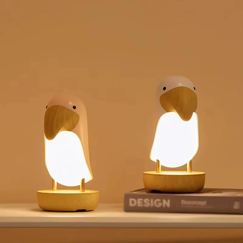 Plexido Ecolight Lampka nocna LED TUKAN ROŽINĖ Balta Ciepła Garsiakalbis BLUETOOTH SPEAKER USB