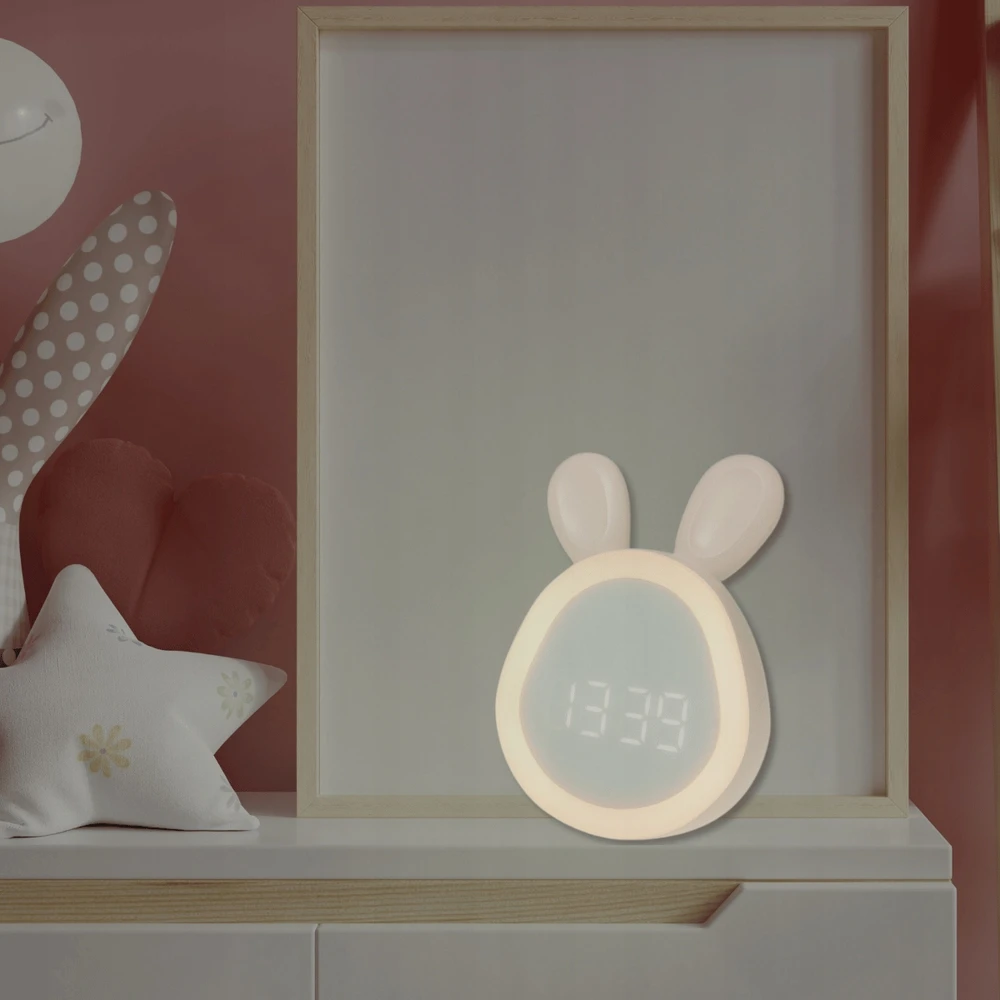 Ecolight Lampka nocna su budzikiem Laikrodis vaikams prezent zajączek królik INTERBLUE