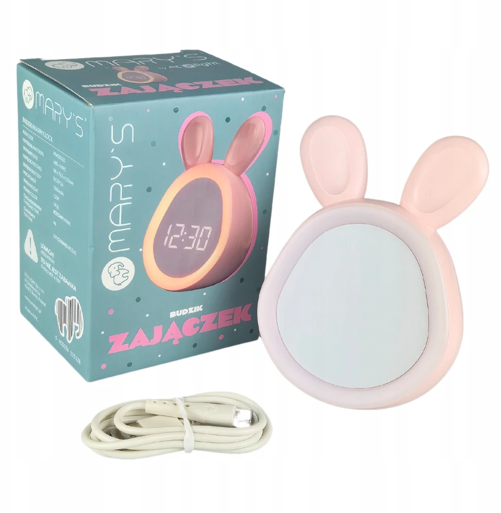 Ecolight Lampka nocna su budzikiem Laikrodis vaikams prezent zajączek królik INTERBLUE