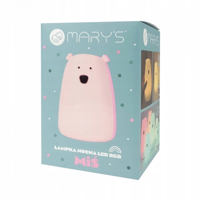 Ecolight MARY'S LED naktinė lempa Meškiukas didelis rožinis RGB + Šiltai balta spalva