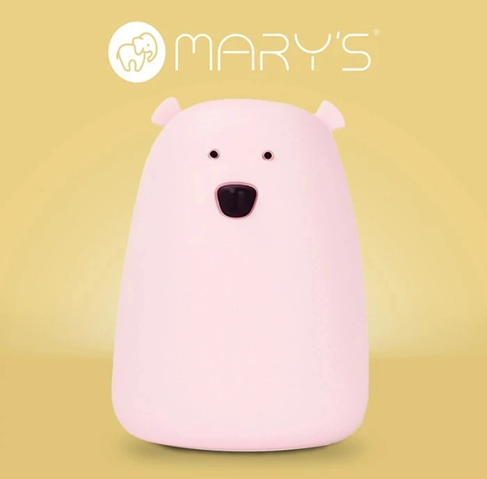 Ecolight MARY'S LED naktinė lempa Meškiukas didelis rožinis RGB + Šiltai balta spalva